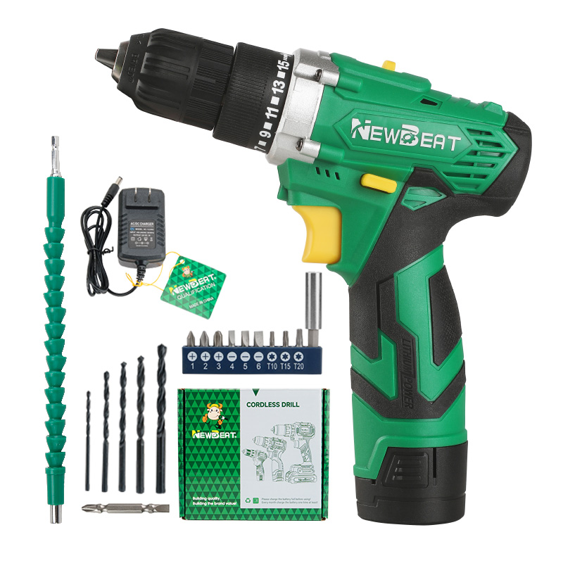 NewBeat 12V Variable Speed 15+1 Torque Cordless Drill Set with 1 Batteries & 1 Charger