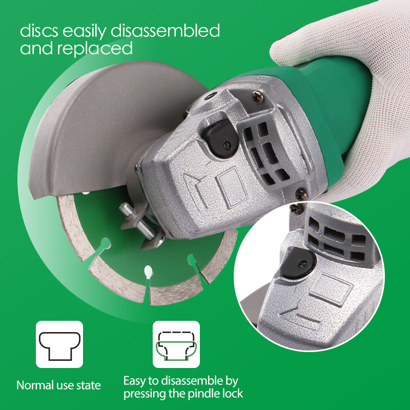 NewBeat 1000W 4-1/2in Angle Grinder Corded Grinding Tool Cutter Slide Switch 1Handle