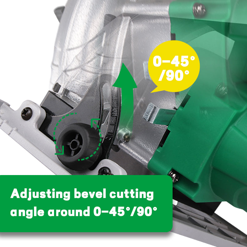 NEWBEAT 1450W Electric Circular Saw, 185mm Blade, 4500RPM, Adjustable 45°/90° Bevel Angle, Lightweight 4.1kg Aluminum Base, Ideal for Wood Cutting