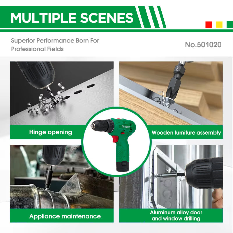 NewBeat 12V 3/8 Variable Speed 18+1 Torque 20N.m Cordless Drill Set with 1 Battery & 1 Charger