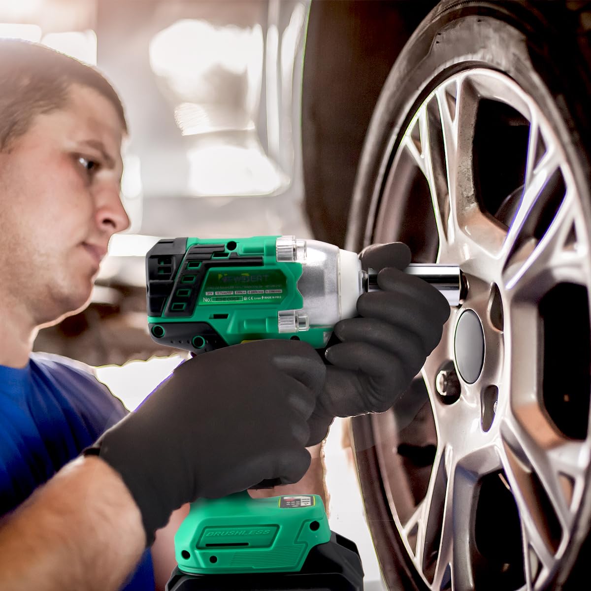 NEWBEAT Cordless Impact Wrench, 21V Brushless 1/2 inch Impact Wrench, Electric Impact Gun, Power Impact Driver with 4.0Ah Battery and Charger, Variable Speeds for Car, Home DIY, Tire Removal Tool