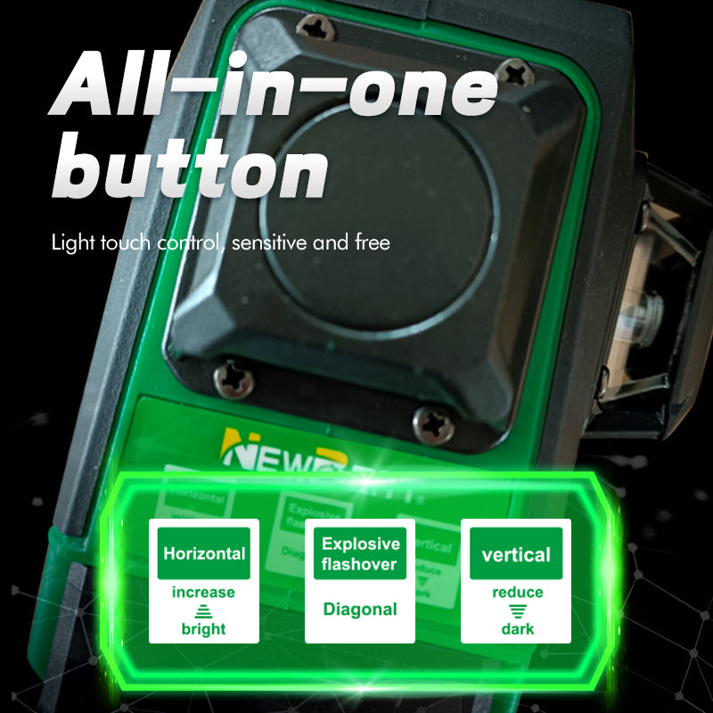 NEWBEAT 16-Line 3D Laser Level Tool, 360° Horizontal/Vertical Lines, Auto-Leveling with Tilt Alarm, Remote Control - Ideal for Construction, Ceiling, Tile & Renovation