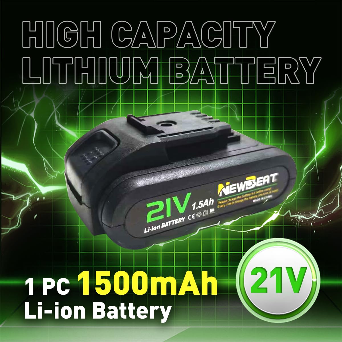 NEWBEAT Power Drill Set - 21V MAX Power Drill Driver, Electric Cordless Drill with Battery and Charger, 3/8" Keyless Chuck, 2 Variable Speed, 25+1 Torque Setting Power Tools for Home and DIY Project