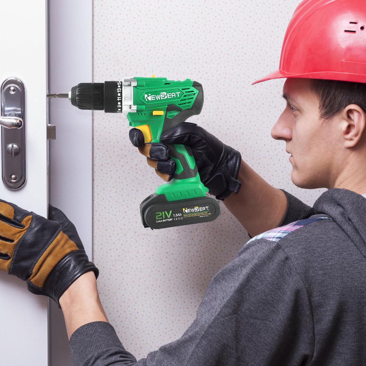 NEWBEAT Power Drill Set - 21V MAX Power Drill Driver, Electric Cordless Drill with Battery and Charger, 3/8" Keyless Chuck, 2 Variable Speed, 25+1 Torque Setting Power Tools for Home and DIY Project