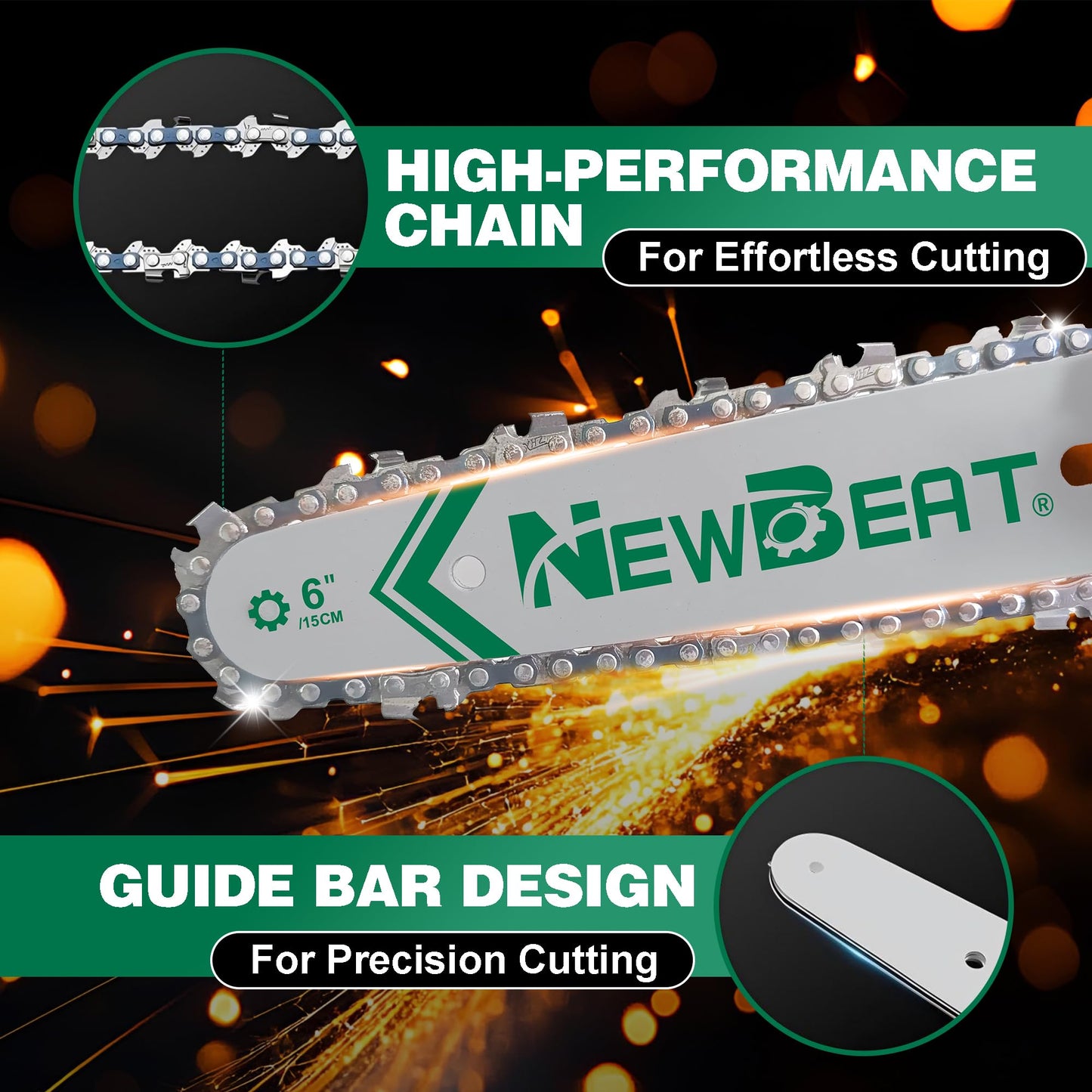 NEWBEAT Mini Chainsaw Cordless 6 Inch - Electric Chainsaw Battery Powered, Small Handheld Portable Saw for Wood/Trees Trimming, Tools for Household and Garden, Chain Saw Gift for Men Dad Women