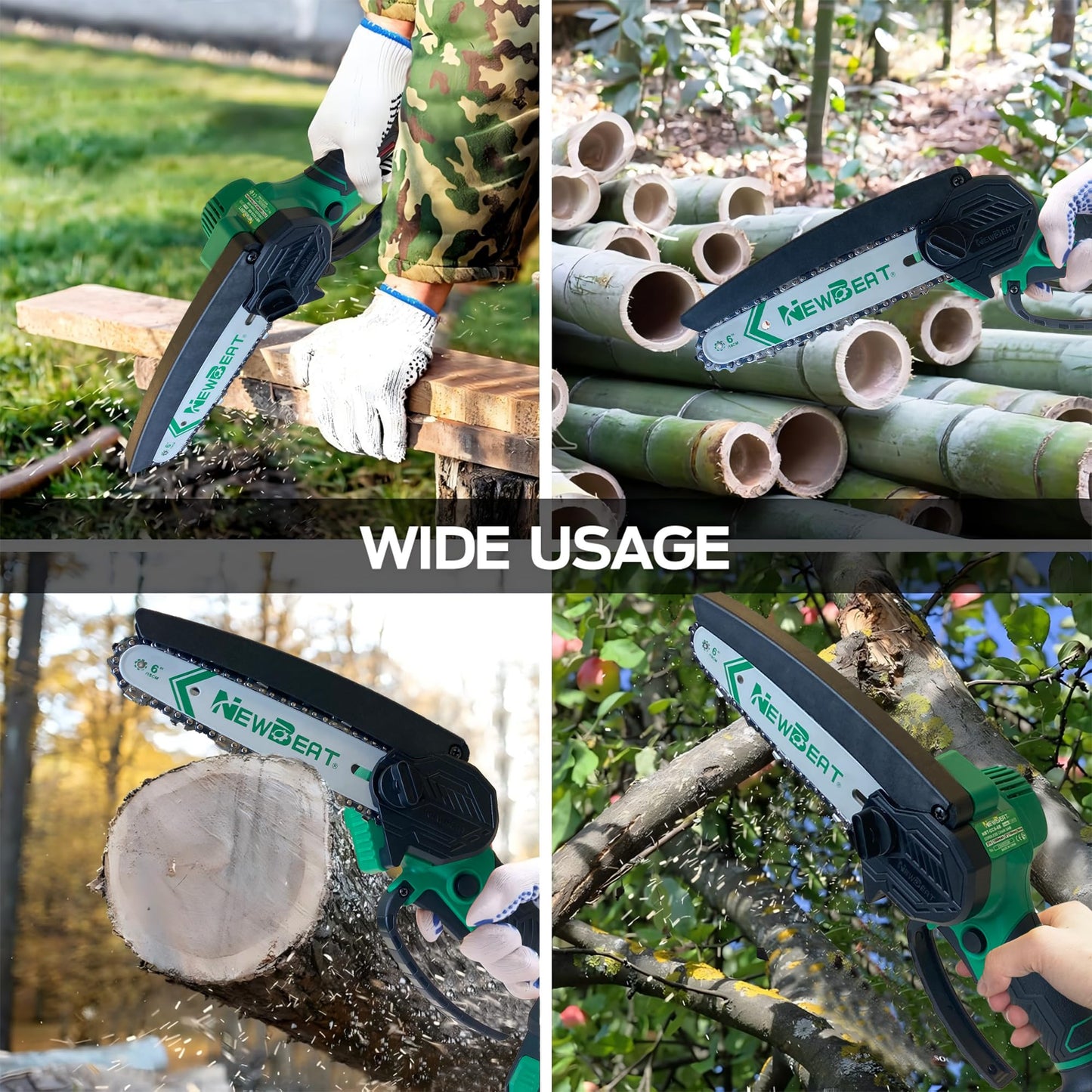 NEWBEAT Mini Chainsaw Cordless 6 Inch - Electric Chainsaw Battery Powered, Small Handheld Portable Saw for Wood/Trees Trimming, Tools for Household and Garden, Chain Saw Gift for Men Dad Women